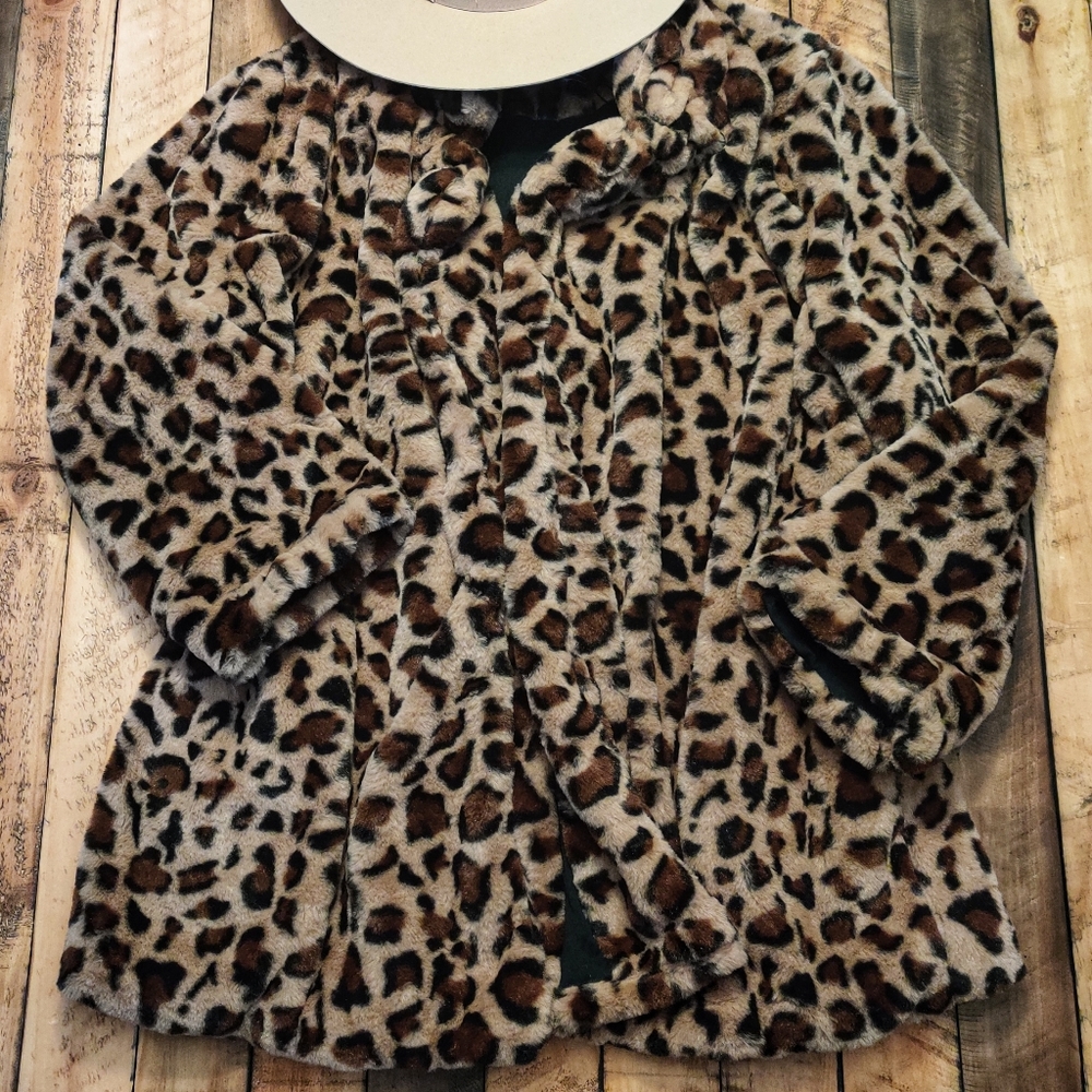 Faux Leopard Fur Coat  - Plus Size